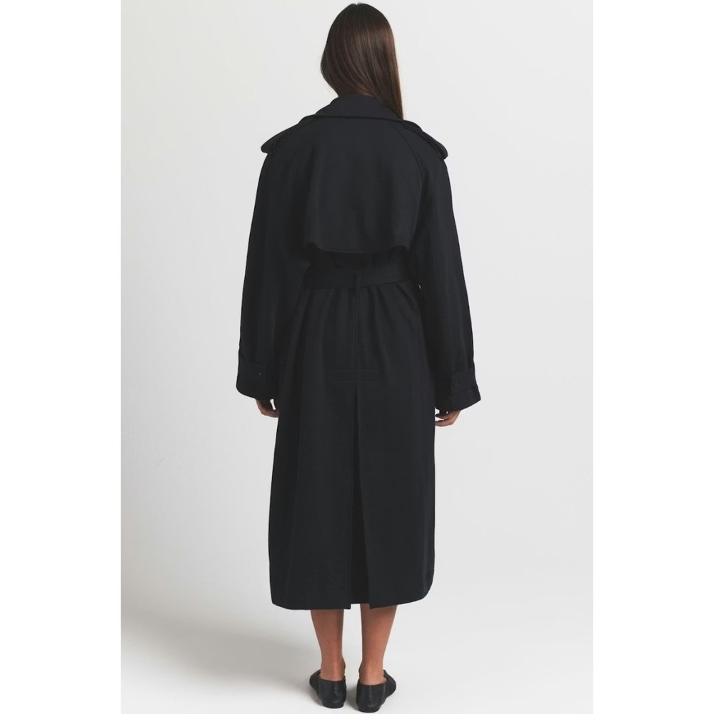 Skims Boyfriend Fleece Trench Coat LS-LST-8018W Onyx Large - Picture 4 of 5